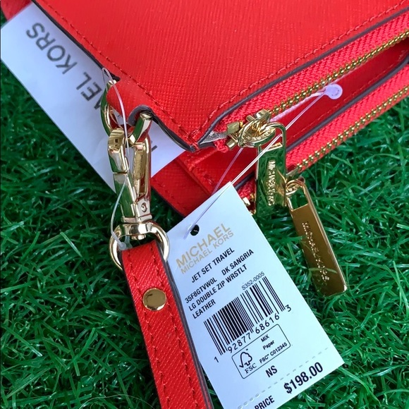 MICHAEL KORS Lg Double Zip Leather Smartphone Wallet DARK SANGRIA COLOR - Picture 11 of 16